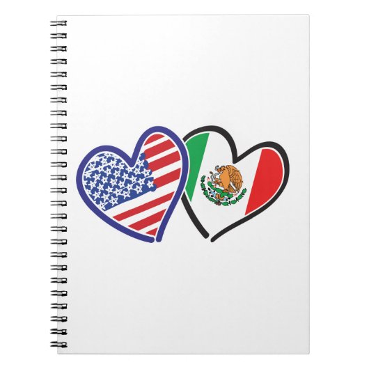 米国メキシコハート国旗 ノートブック (正面)