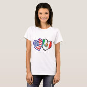 米国メキシコハート国旗 Tシャツ (正面フル)