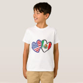 米国メキシコハート国旗 Tシャツ (正面フル)