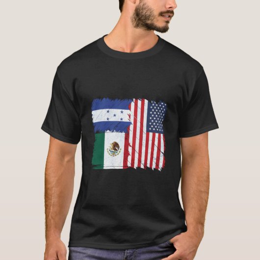 米国メキシコホンジュラス国旗 Tシャツ (正面)
