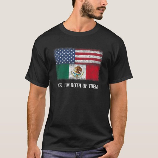 米国メキシコメキシコ米国国旗デュアル市民シティ Tシャツ (正面)