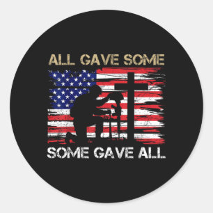 米国メモリアルデイを記念し敬意を表す Some Gave Remember and Honor 旗 ラウンドシール