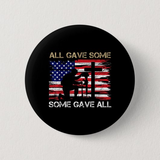米国メモリアルデイ追悼と名誉を称えるフラグ Some Gave Remember 缶バッジ (正面)