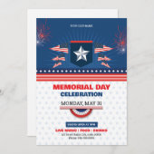 米国メモリアルデーパーティーフライヤーテンプレート 招待状 (正面/裏面)