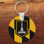 米国メリーランド州ボルチモア州旗を持つキーチェーン キーホルダー (正面)