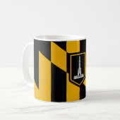 米国メリーランド州ボルチモア市旗とマグカップ コーヒーマグカップ (正面左)