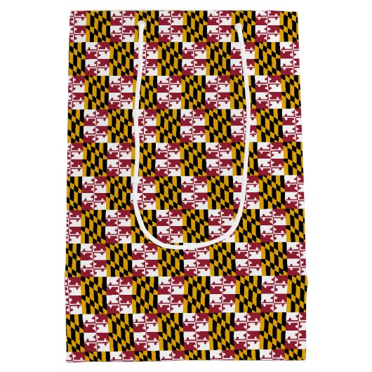 米国メリーランド州州の国旗を持つ抱き枕 ミディアムペーパーバッグ (裏面)