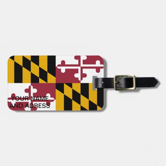 米国メリーランド州旗の荷物タグ ラゲッジタグ (正面横)