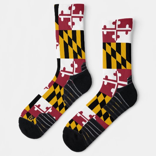 米国メリーランド州旗を持つアスレティッククルー靴下 ソックス (左)