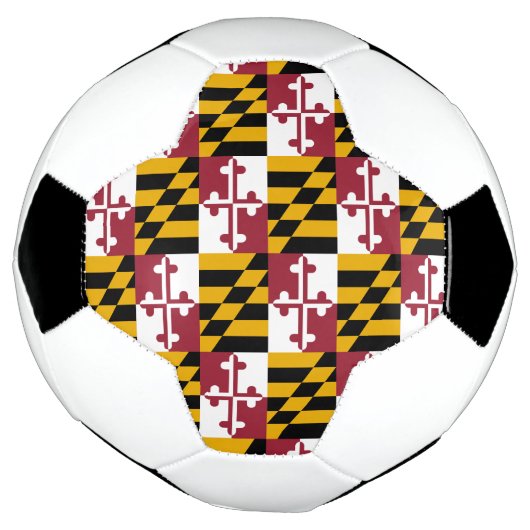 米国メリーランド州旗を掲げる愛国的なサッカーボール サッカーボール (回転)