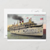 米国メールボート,シカゴ, 1910 - South Haven Boat ポストカード (正面/裏面)