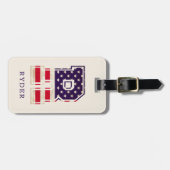 米国モダン国旗のモノグラムR ラゲッジタグ (正面横)