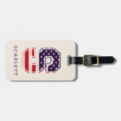 米国モダン国旗のモノグラムS ラゲッジタグ (正面横)
