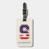 米国モダン国旗のモノグラムS ラゲッジタグ (正面縦)
