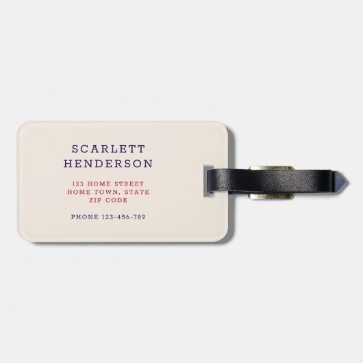 米国モダン国旗のモノグラムS ラゲッジタグ (裏面横)