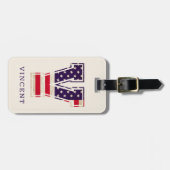 米国モダン国旗モノグラムV ラゲッジタグ (正面横)