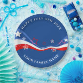 米国モダン国旗7月4日デザイン ペーパープレート (パーティー)