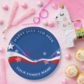 米国モダン国旗7月4日デザイン ペーパープレート (パーティー)