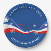 米国モダン国旗7月4日デザイン ペーパープレート (正面)