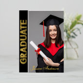 米国モダン金ゴールドフォント |写真卒業パーティー 箔シーズンカード (立ち正面)