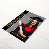 米国モダン金ゴールドフォント |写真卒業パーティー 箔シーズンカード (回転した状態)