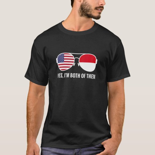 米国モナコ国旗サングラスモナカン系アメリカ人 Tシャツ (正面)