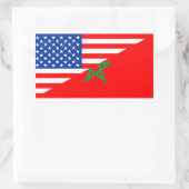 米国モロッコ国半旗アメリカのシンボル 長方形シール (バッグ)