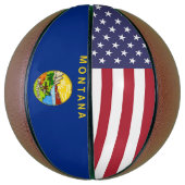 米国モンタナ州旗を持つフルサイズバスケットボール バスケットボール (縦)