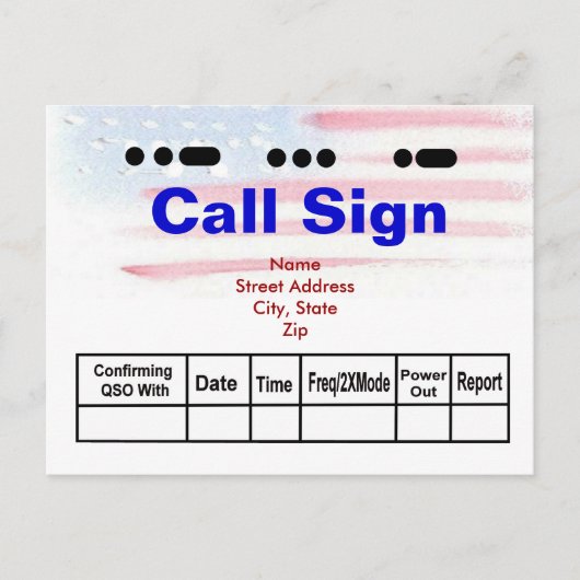 米国モールスコード&水彩フラグQSLカード ポストカード (正面)