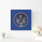 米国ユタ州旗の壁時計 スクエア壁時計 (ホーム)