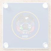 米国ユタ州旗を持つガラス州 ガラスコースター (裏面)