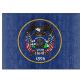 米国ユタ州旗を持つガラス製板 カッティングボード (正面)