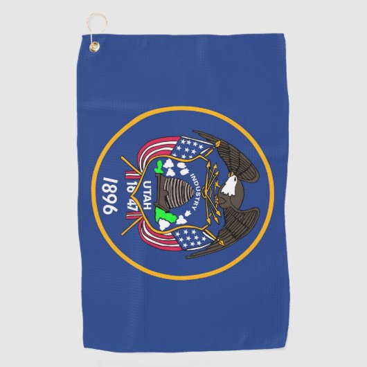 米国ユタ州旗を持つゴルフ州 ゴルフタオル (正面)