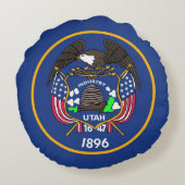 米国ユタ州旗を持つラウンド装飾用クッション ラウンドクッション (裏面)