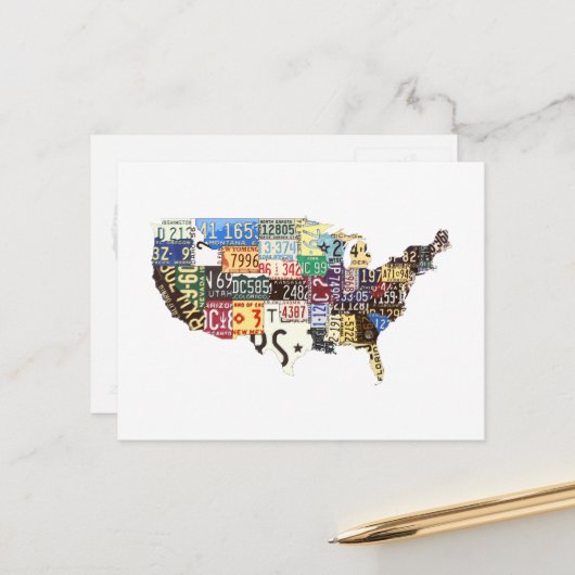 米国ライセンスプレートヴィンテージ ポストカード (正面/裏面インサイチュ)