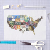 米国ライセンスプレートヴィンテージ 薄葉紙 (クラフト)