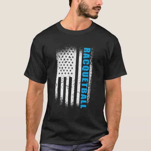米国ラケットボール7月4日アメリカ国旗 Tシャツ (正面)