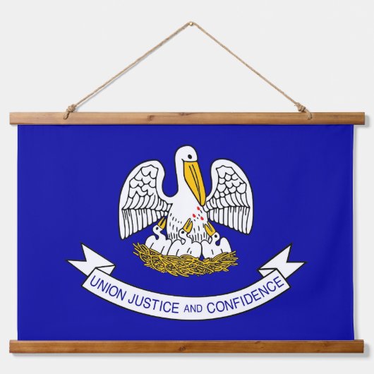 米国ルイジアナ州旗を持つウォールタペストリー 吊り下げ型タペストリー (正面)