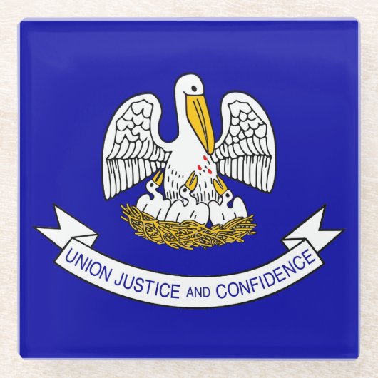 米国ルイジアナ州旗を持つガラスコースター ガラスコースター (正面)