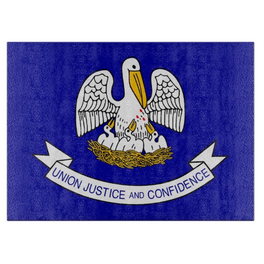 米国ルイジアナ州旗を持つガラス製カッティングボード カッティングボード (正面)