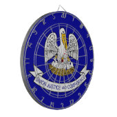 米国ルイジアナ州旗を持つダーツボード ダーツボード (正面左)