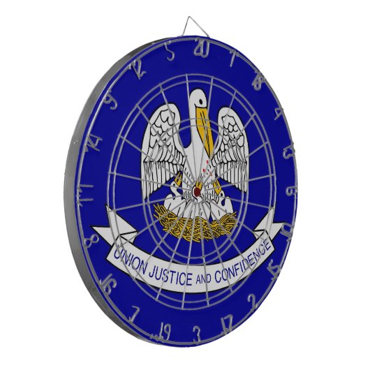 米国ルイジアナ州旗を持つダーツボード ダーツボード (正面左)