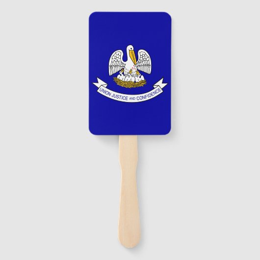 米国ルイジアナ州旗を持つハンドファンのセット州 ハンドファン (裏面)