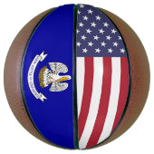 米国ルイジアナ州旗を持つフルサイズバスケットボール バスケットボール (縦)