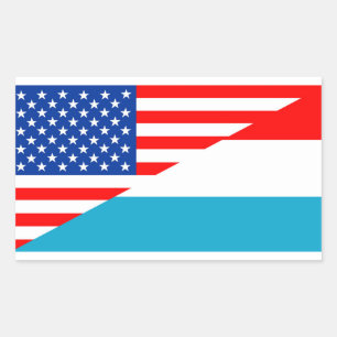 米国ルクセンブルクの国の半分の旗アメリカの記号 長方形シール