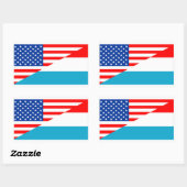 米国ルクセンブルク国半旗アメリカのシンボル 長方形シール (シート)