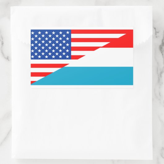 米国ルクセンブルク国半旗アメリカのシンボル 長方形シール (バッグ)