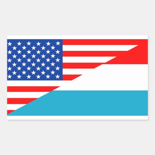 米国ルクセンブルク国半旗アメリカのシンボル 長方形シール (正面)