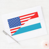 米国ルクセンブルク国半旗アメリカのシンボル 長方形シール (封筒)