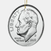米国ルーズベルトのダイム セラミックオーナメント (左)